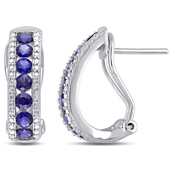 Bông tai Amour Sterling Silver 2 Ct Tgw Created Blue Sapphire Earrings