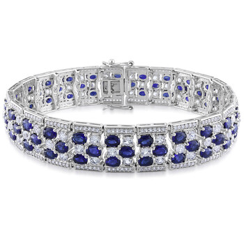 Vòng tay Amour Sterling Silver 26 1/4 Ct Tgw Created Blue Sapphire And Created White Sapphire Fashion Bracelet chính hãng