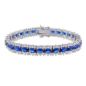 Vòng tay Amour Sterling Silver 28 1/2 Ct Tgw Created Blue And White Sapphire Tennis Bracelet chính hãng