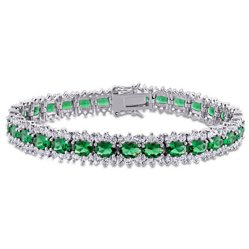 Vòng tay Amour Sterling Silver 28-/2 Ct Tgw Green Cubic Zirconia & Created White Sapphire Tennis Bracelet chính hãng