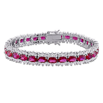 Vòng tay Amour Sterling Silver 28 1/2 Ct Tgw Red Cubic Zirconia And Created White Sapphire Bracelet chính hãng