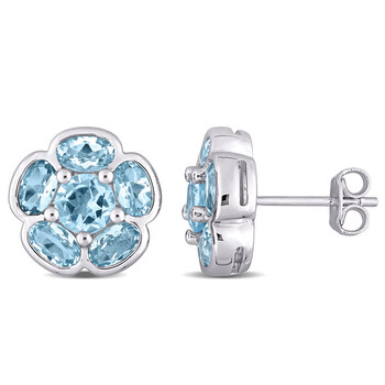 Bông tai Amour Sterling Silver 3 1/2 Ct Tgw Sky Blue Topaz Stud Earring
