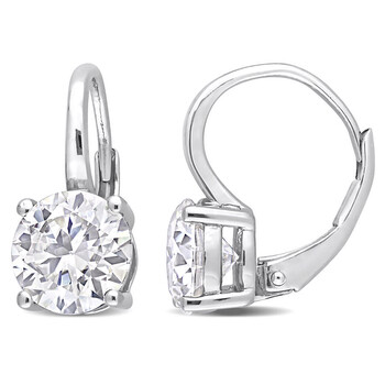 Bông tai Amour Sterling Silver 3 1/5 Ct Dew Created Moissanite Solitaire Leverback Earrings