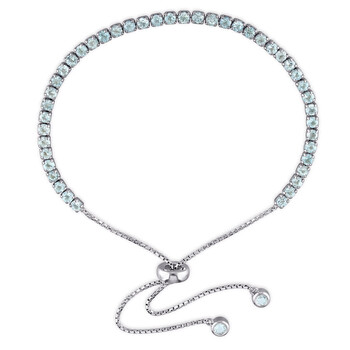 Vòng tay Amour Sterling Silver 3 3/4 Ct Tgw Blue Topaz Tassel Bolo Bracelet chính hãng