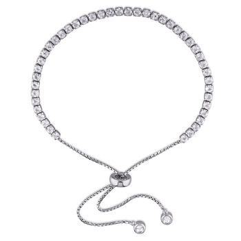 Vòng tay Amour Sterling Silver 3 3/4 Ct Tgw White Topaz Tassel Bolo Bracelet chính hãng