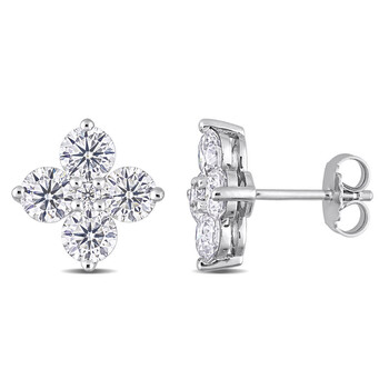 Bông tai Amour Sterling Silver 3 Ct Dew Created Moissanite Floral Stud Earrings