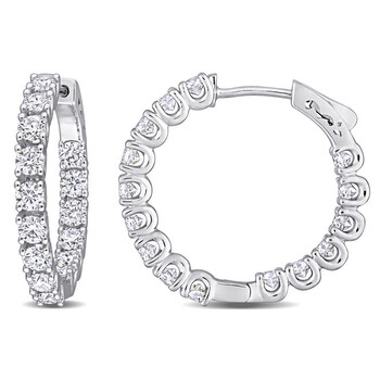 Bông tai Amour Sterling Silver 3 Ct Tgw Created White Moissanite Hoop Earrings