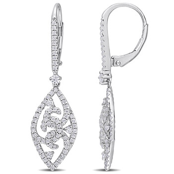 Bông tai Amour Sterling Silver 4/5 Ct Dew Created Moissanite Leverback Dangle Earrings