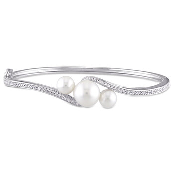 Vòng tay Amour Sterling Silver 4/5 Ct Tgw Created White Sapphire And Freshwater Cultured White Pearl chính hãng