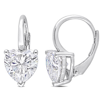 Bông tai Amour Sterling Silver 4 Ct Dew Created Moissanite Heart Leverback Earrings