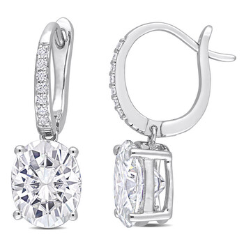 Bông tai Amour Sterling Silver 5 1/5 Ct Dew Oval Created Moissanite Drop Earrings