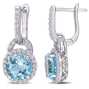Bông tai Amour Sterling Silver 5 5/8 Ct Tgw White Topaz And Sky-Blue Topaz Earrings