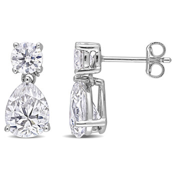 Bông tai Amour Sterling Silver 5 Ct Dew Created Moissanite Two-Stone Earrings