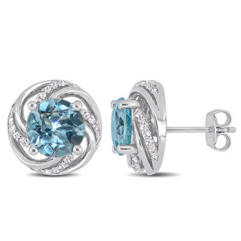 Bông tai Amour Sterling Silver 5 Ct Tgw Sky Blue Topaz And White Topaz Stud Earrings