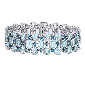 Vòng tay Amour Sterling Silver 63 1/10 Ct Tgw Sky Blue Topaz And London Blue Topaz Bracelet chính hãng