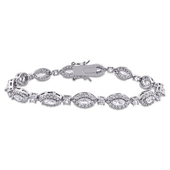 Vòng tay Amour Sterling Silver 9 1/2 Ct Tgw Marquise Created White Sapphire Bracelet chính hãng