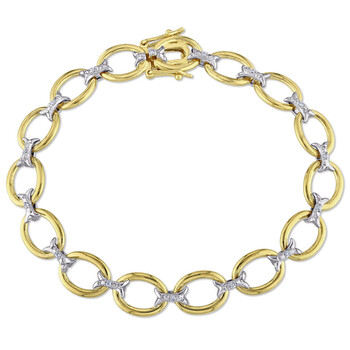 Vòng tay Amour 925-Sterling Silver Round Cut Two-Tone Diamond Link Bracelet chính hãng