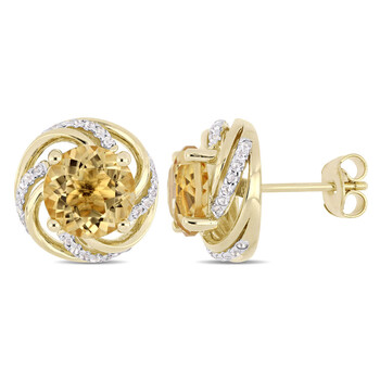 Amour Yellow Plated Sterling Silver 3 7/8 Ct Tgw Citrine And White Topaz Swirl Stud Earrings 1 Bông tai Amour Yellow Plated Sterling Silver 3 7/8 Ct Tgw Citrine And White Topaz Swirl Stud Earrings