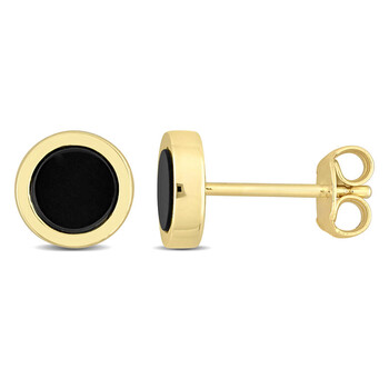 Bông tai Amour Yellow Plated Sterling Silver 5/8 Ct Tgw Black Onyx Stud Earrings
