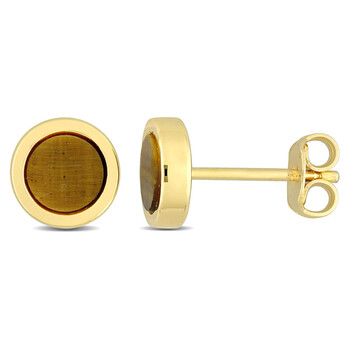 Amour Yellow Plated Sterling Silver 5/8 Ct Tgw Tiger Eye Stud Earrings 2 Bông tai Amour Yellow Plated Sterling Silver 5/8 Ct Tgw Tiger Eye Stud Earrings