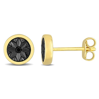 Amour Yellow Plated Sterling Silver Black Diamond Accent Circle Men'S Stud Earrings 1 Bông tai Amour Yellow Plated Sterling Silver Black Diamond Accent Circle Men'S Stud Earrings