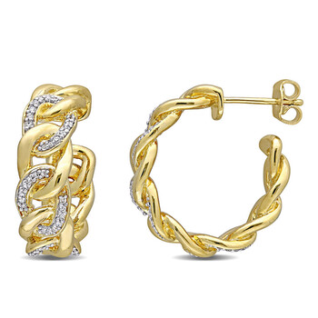 Amour Yellow Silver 1/4 Ct Tdw Diamond Link Earrings 1 Bông tai Amour Yellow Silver 1/4 Ct Tdw Diamond Link Earrings