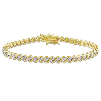 Vòng tay Amour Ladies 925-Sterling Gold Plated 1 Ct Round Cut White Diamond Bracelet chính hãng