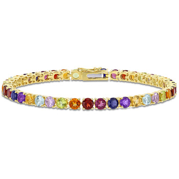 Vòng tay Amour Yellow Silver 12 Ct Tgw Multi Color Gemstone Tennis Bracelet chính hãng