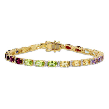 Vòng tay Amour Yellow Silver 13 1/10 Ct Tgw Multi-Gemstone Oval Tennis Bracelet chính hãng