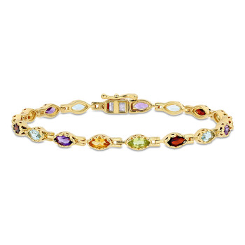 Vòng tay Amour Yellow Silver 4 1/2 Ct Tgw Multi-Gemstone Marquise Bracelet chính hãng