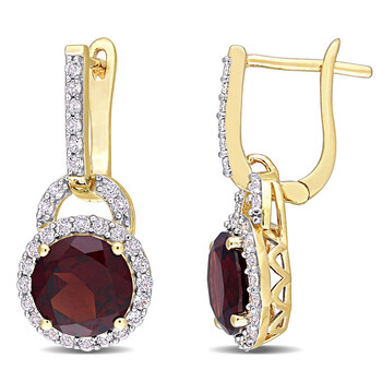 Bông tai Amour Yellow Silver 4/8 Ct Tgw White Topaz And Garnet Earrings