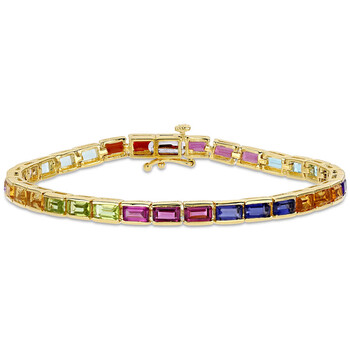 Vòng tay Amour Yellow Silver 9 1/10 Ct Tgw Multi-Gemstone Tennis Bracelet chính hãng