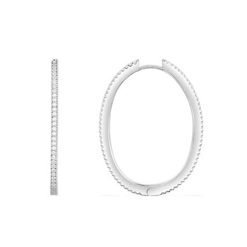 Bông tai Apm Monaco Ladies Sterling Silver Paved Oval Earrings