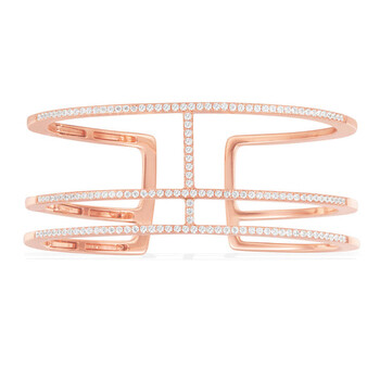 Vòng tay Apm Monaco Rose-Gold Triple Line Paved Open Cuff Bracelet chính hãng