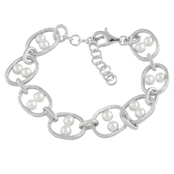 Vòng tay Bella Pearl Sterling Silver Chain Link Bracelet chính hãng