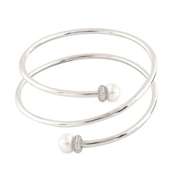 Vòng tay Bella Pearl Sterling Silver Spiral Bangle chính hãng