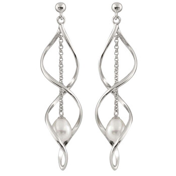 Bella Pearl White Freshwater Pearl Dangling Stud Earrings Esr-182 1 Bông tai Bella Pearl White Freshwater Pearl Dangling Stud Earrings Esr-182