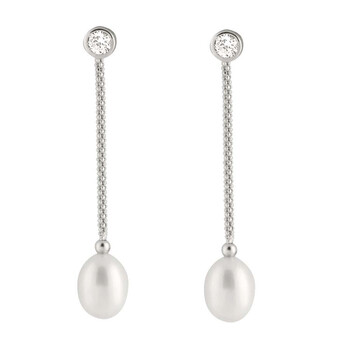 Bella Pearl Sterling Silver Dangling Drop Earrings Esr-65 1 Bông tai Bella Pearl Sterling Silver Dangling Drop Earrings Esr-65