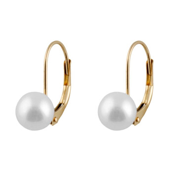 Bella Pearl 14K Gold Lever Back Earrings 1 Bông tai Bella Pearl 14K Gold Lever Back Earrings