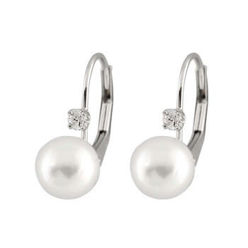 Bella Pearl 14K White Gold Pearl And Diamond Earrings 1 Bông tai Bella Pearl 14K White Gold Pearl And Diamond Earrings