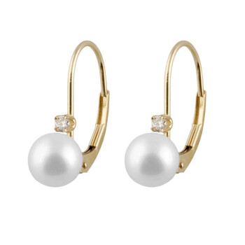 Bella Pearl 14K Gold Pearl And Diamond Earrings 2 Bông tai Bella Pearl 14K Gold Pearl And Diamond Earrings