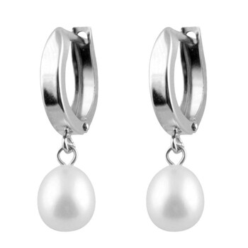 Bella Pearl Dangling Freshwater Pearl 14K White Gold Hoop Earrings 2 Bông tai Bella Pearl Dangling Freshwater Pearl 14K White Gold Hoop Earrings