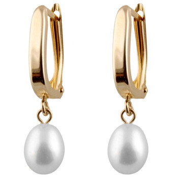 Bông tai Bella Pearl 14K Gold Rectangle Hoop Earrings
