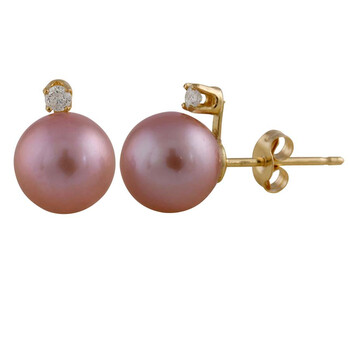 Bella Pearl 14K Gold Purple Freshwater Pearl Diamond Earrings 1 Bông tai Bella Pearl 14K Gold Purple Freshwater Pearl Diamond Earrings