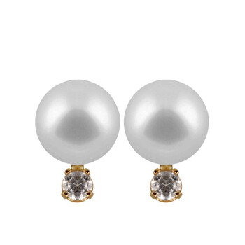 Bông tai Bella Pearl 14K Gold Pearl Diamond Stud Earrings