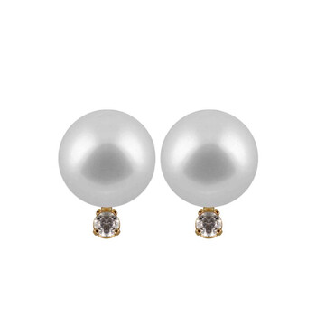 Bông tai Bella Pearl 14K Gold Pearl Diamond Stud Earrings