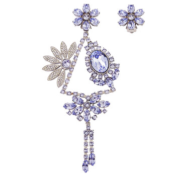 Bông tai Burberry Asymmetrical Crystal Daisy Drop Clip-On Earrings
