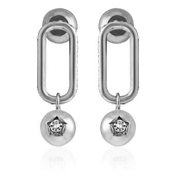 Bông tai Burberry Crystal Charm Palladium-Plated Drop Dangle Earrings