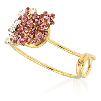 Vòng tay Burberry Crystal Daisy Brass Cuff In Coral Pink chính hãng