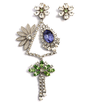 Bông tai Burberry Crystal Daisy Chandelier Earring And Stud Set In Peridot Green